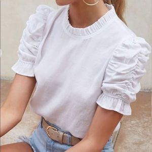 NEW Ruched Puff-Sleeve Top